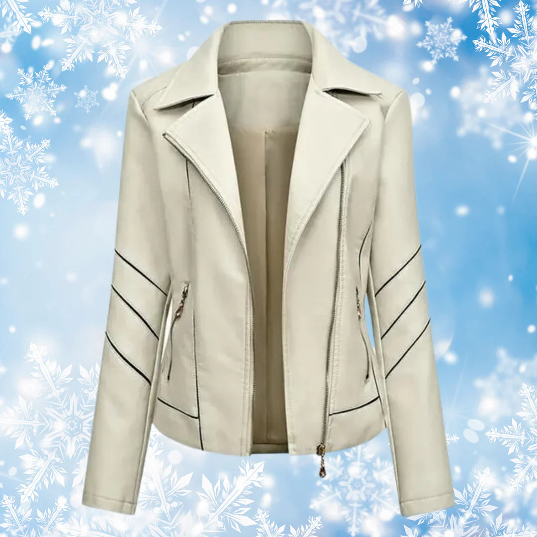 Heidi-Mode | Echtes Schaffell Asymmetrische Slim Fit Motorrad jacke