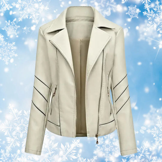 Heidi-Mode | Echtes Schaffell Asymmetrische Slim Fit Motorrad jacke