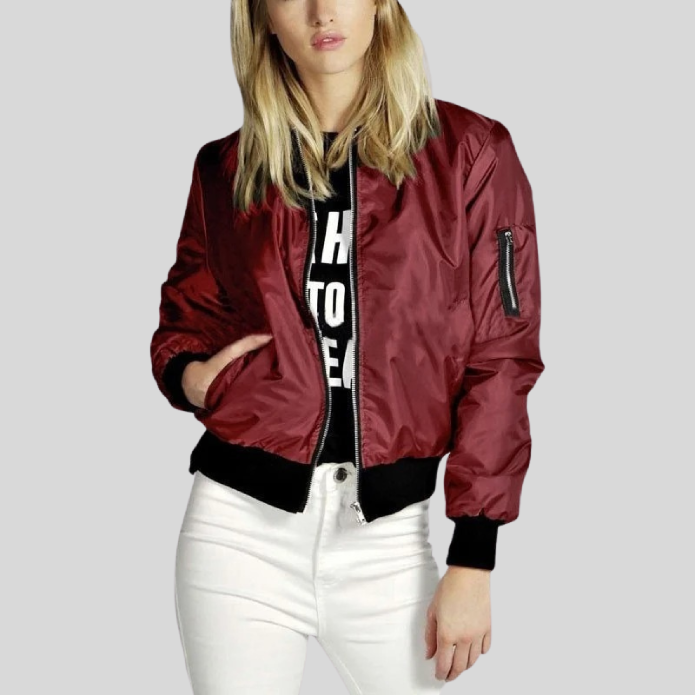 Damen O-Neck Bomberjacke