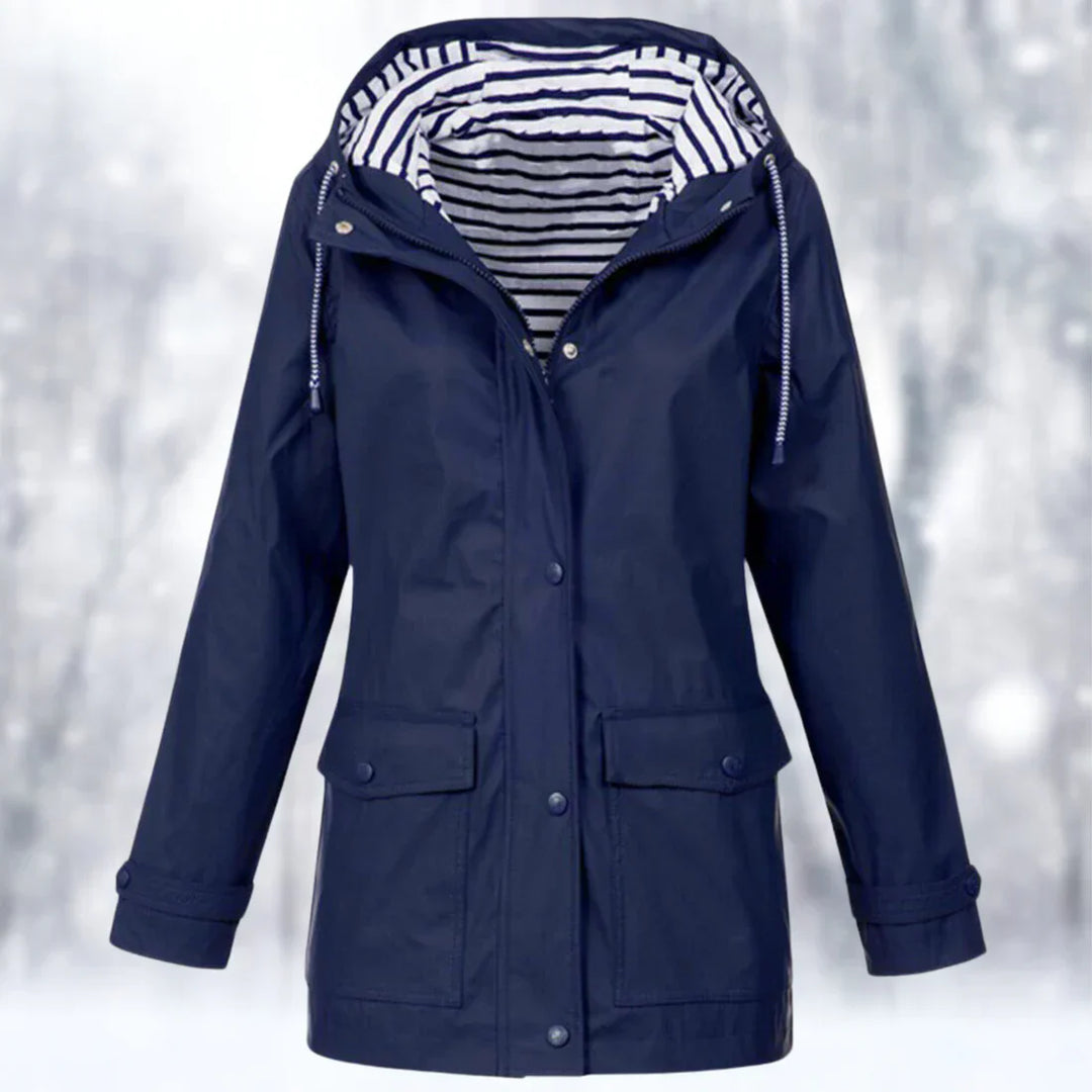 Heidi-Mode | Regenjacke Wasserdicht mit Kapuze Verstellbarer Kordelzug Reißverschluss & Knopfverschluss