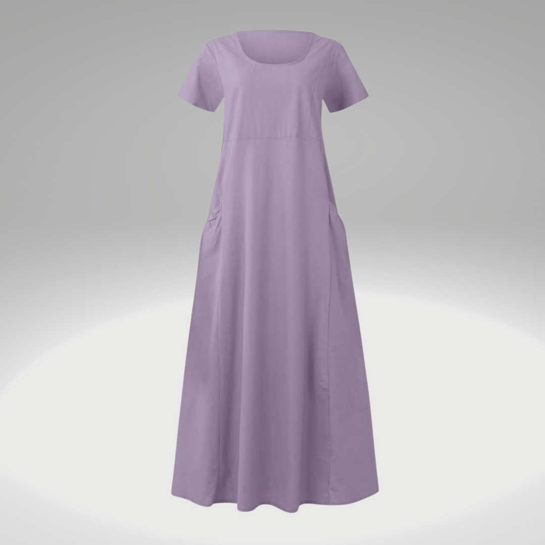 Heidi-Mode | Einfaches Kleid mit Freien Taschen, aus Baumwolle und Leinen