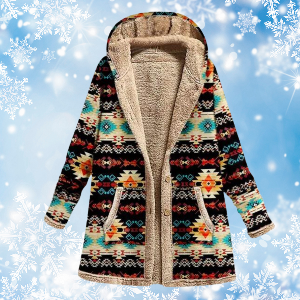 Heidi-Mode | Hoodie Warm Fleecegefütterte Bedruckte Hoodie-Jacke