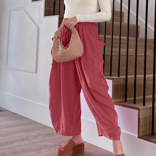 Heidi-Mode | Weite Baumwoll-hosen mit Elastischem Bund und Taschen