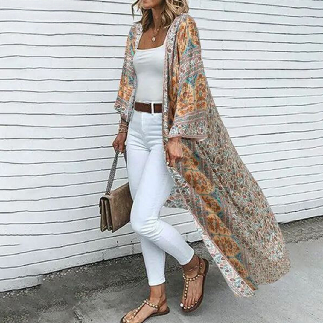 Heidi-Mode | Boheme-Cardigan mit Langen Ärmeln und Offenem Vorderteil