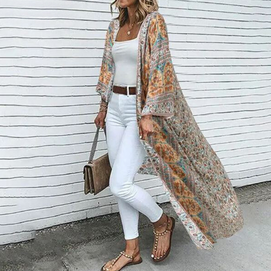 Heidi-Mode | Boheme-Cardigan mit Langen Ärmeln und Offenem Vorderteil