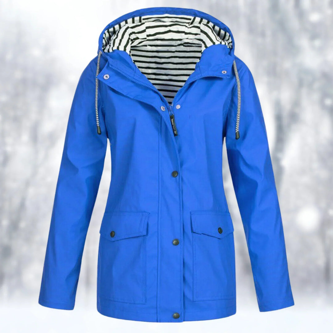 Heidi-Mode | Regenjacke Wasserdicht mit Kapuze Verstellbarer Kordelzug Reißverschluss & Knopfverschluss