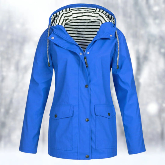 Heidi-Mode | Regenjacke Wasserdicht mit Kapuze Verstellbarer Kordelzug Reißverschluss & Knopfverschluss