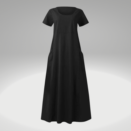 Heidi-Mode | Einfaches Kleid mit Freien Taschen, aus Baumwolle und Leinen