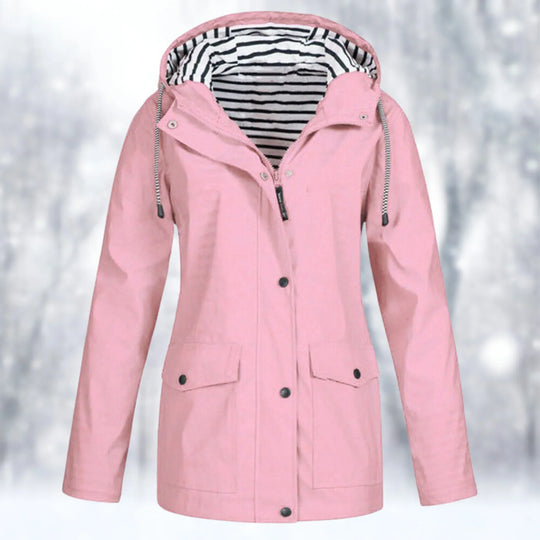 Heidi-Mode | Regenjacke Wasserdicht mit Kapuze Verstellbarer Kordelzug Reißverschluss & Knopfverschluss