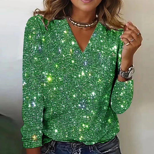 Heidi-Mode | Damen Pailletten Glitzer Party Bluse Festlich