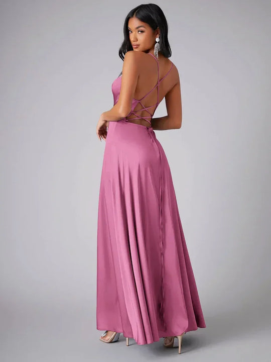Heidi-Mode | Seiden-Maxikleid mit Geflochtenem Rücken Kleid Dich für Formelle Anlässe Lucette