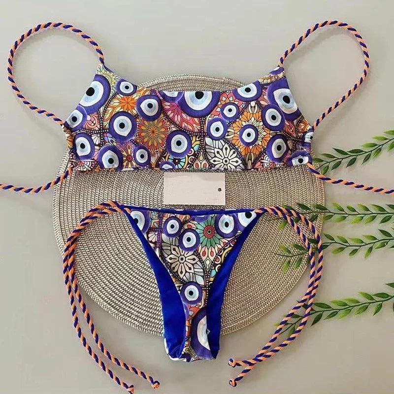 Heidi-Mode | Pink Badebekleidung Frauen Brasilianische Bikini Süße Herzprint Badeanzug Sexuelle Tanga Bikini Set Badeanzug Frauen Strandbekleidung