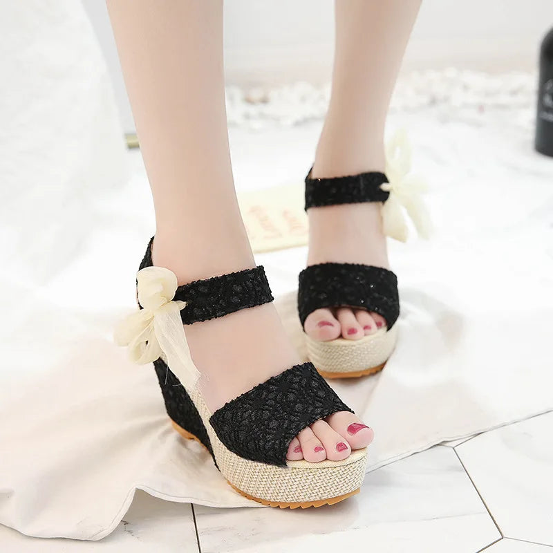 Heidi-Mode | Frauen Sandalen Schnürung Freizeit Frauen Wedges Absatz Frauen Sandalen Sommer Sandalen Fest Plattform Hohe Absätze Schuhe Frau
