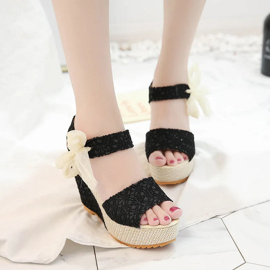 Heidi-Mode | Frauen Sandalen Schnürung Freizeit Frauen Wedges Absatz Frauen Sandalen Sommer Sandalen Fest Plattform Hohe Absätze Schuhe Frau