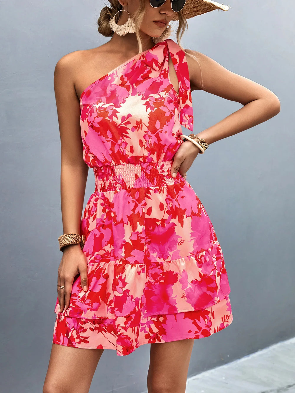 Heidi-Mode | Neue Damen Maxi Mini Kleid mit Schräge Schulterpartie Von Tridos De Tricô