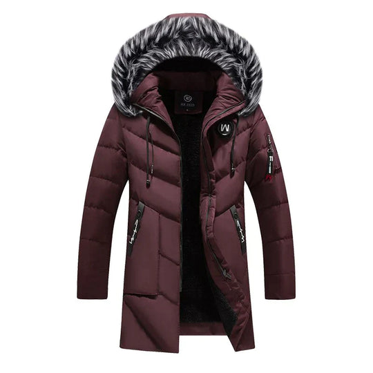 Heidi-Mode | Herren Winter Lange Parka - Flauschiger Besatz Kapuzen Design