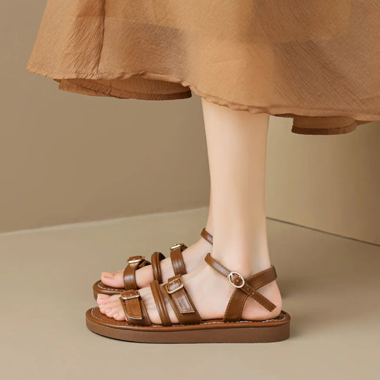 Heidi-Mode | Neue Sommer Damen Outdoor Sandalen Römischer Stil Mode Leder Arbeitsschuhe Damen Lässige Flache Schuhe
