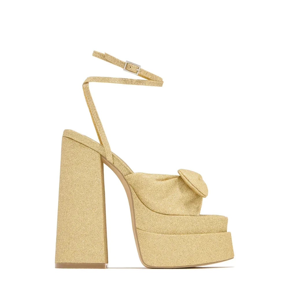 Heidi-Mode | Glitzer Plattform Bogen High Heels