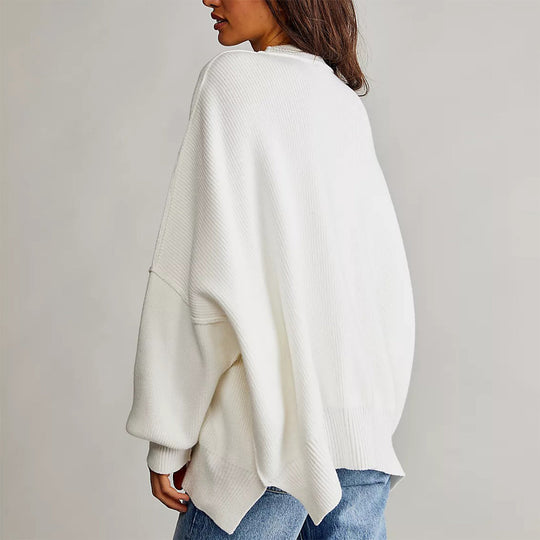 Heidi-Mode | Eleganter Damenpullover Rot Übergröße mit Rundhalsausschnitt und Langen Ärmeln