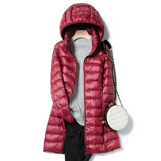 Heidi-Mode | Leichte Damen Daunenjacke mit Abnehmbarer Kapuze