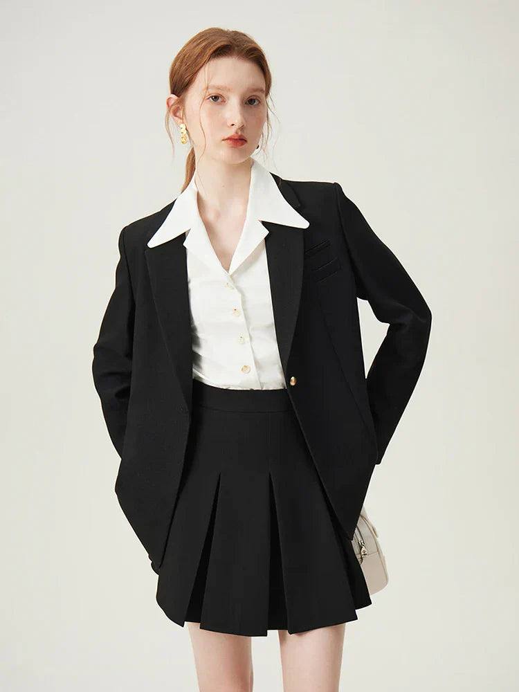 Heidi-Mode | Koreanischer Stil Temperament Anzugjacke für Frauen Frühling Neues Design Professionelle Formelle Blaue Jacke Mäntel Frauen 24Fs11069