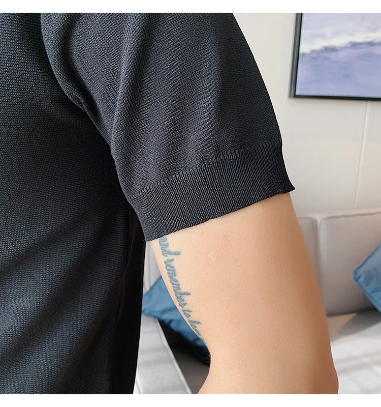 Heidi-Mode | Strick Kontraststreifen Kurzarm Polo Shirts