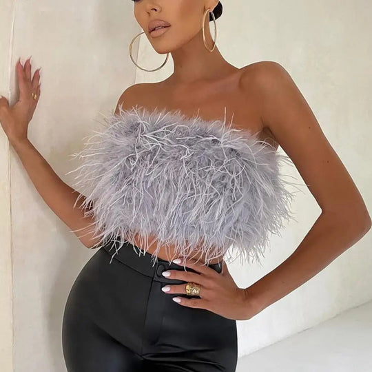 Heidi-Mode | Party Crop Top Super Soft Bauchfrei Komfortabel Rückenfreies Off Shoulder Damen Camisole Hautberührung Club Weste Nachtparty Kleidung