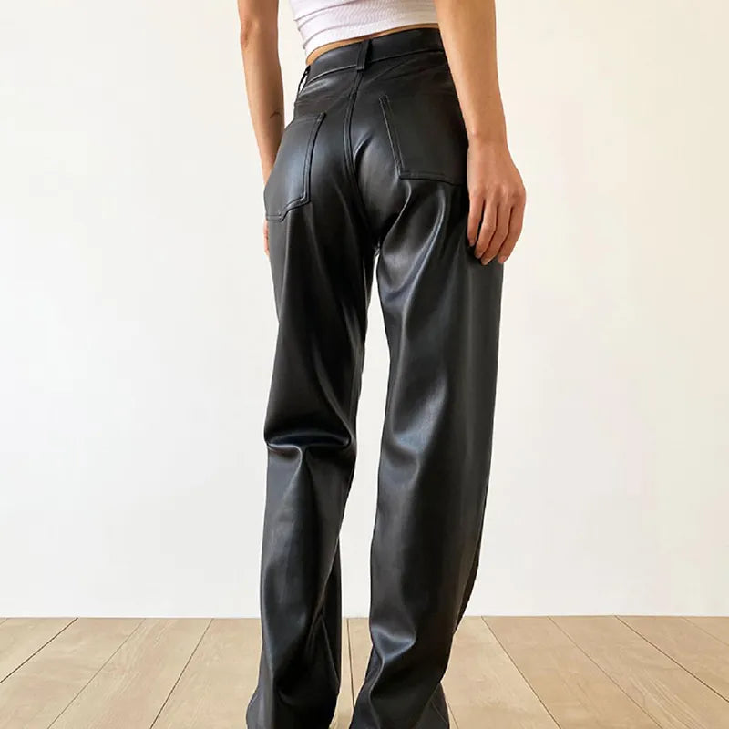 Hohe taille gerade bein vintage lederhose