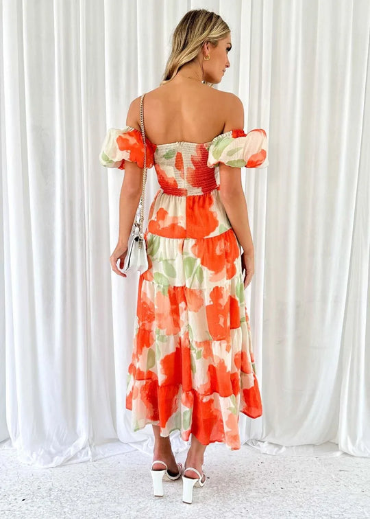 Heidi-Mode | Puffärmel Off Shoulder Maxi Kleider