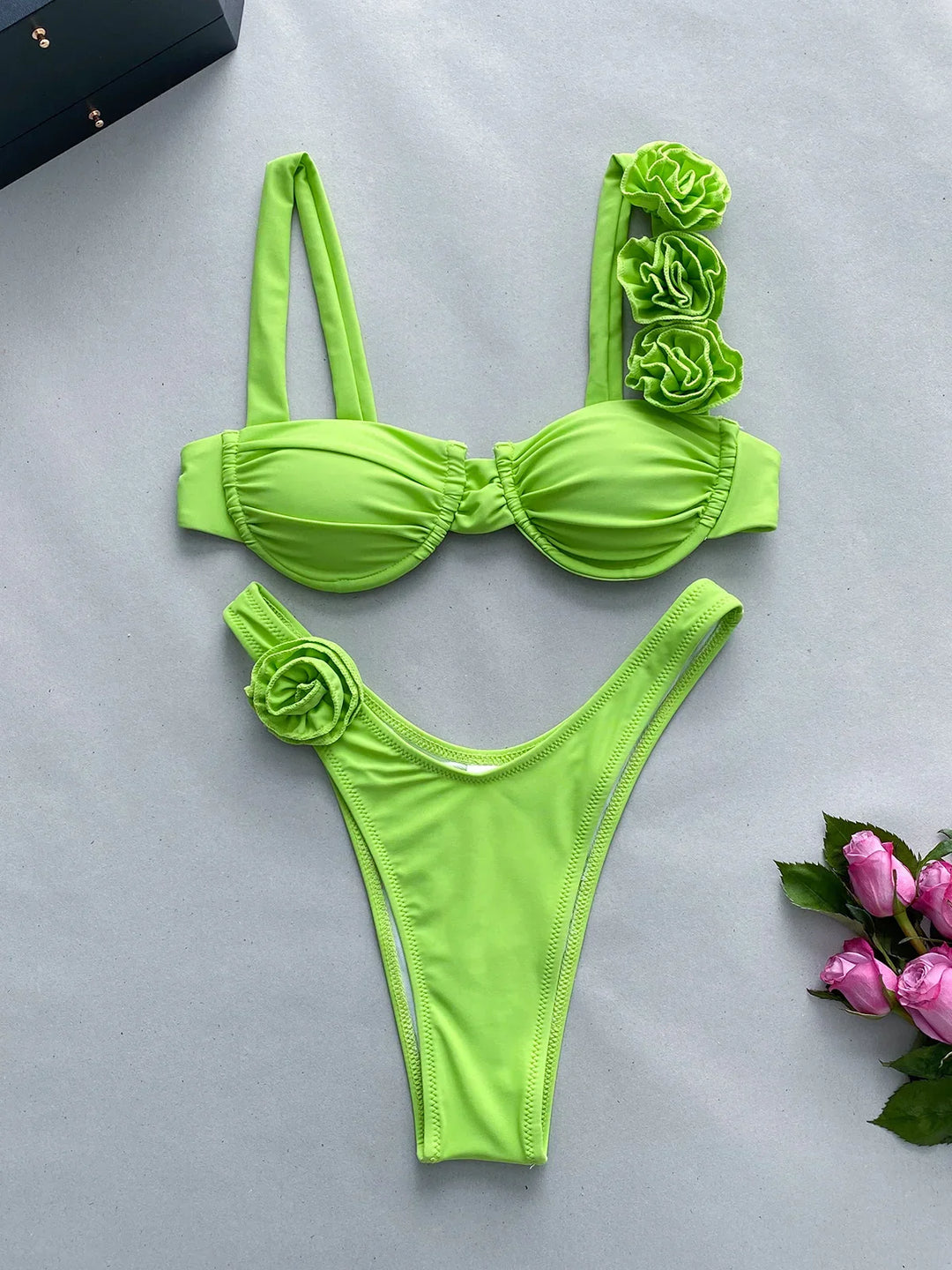 Heidi-Mode | Push Up Bikini Sexy Frauen Bademode Weibliche Bademode Sexy Bikini Set Brasilianisch Biquini Blumen Badeanzug Bandage Strandbekleidung
