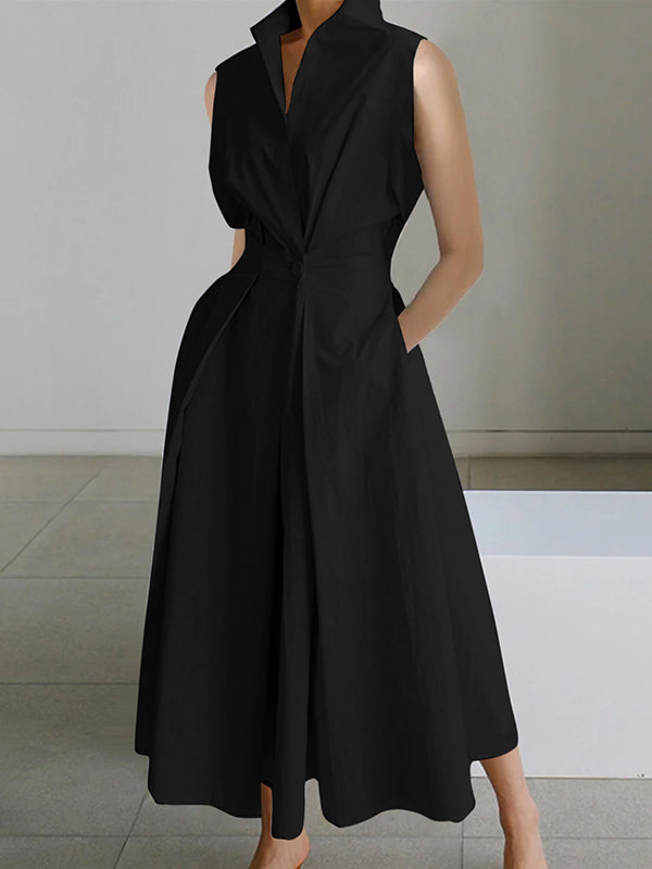 Heidi-Mode | Weißes Hemdkragen Urban Baumwollkleid