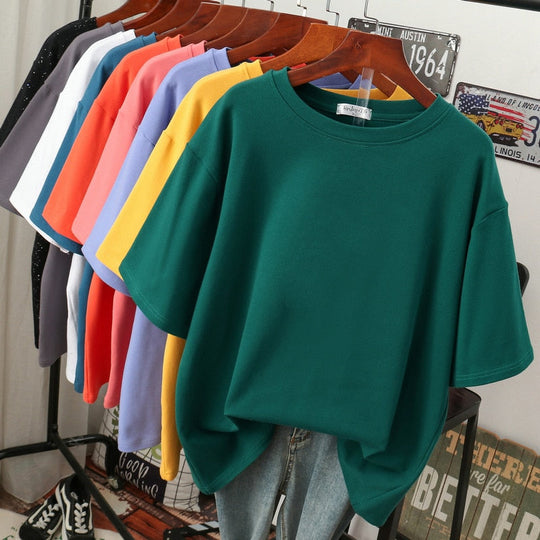 Heidi-Mode | Oversized Baumwoll-Basic-T-Shirt für Damen