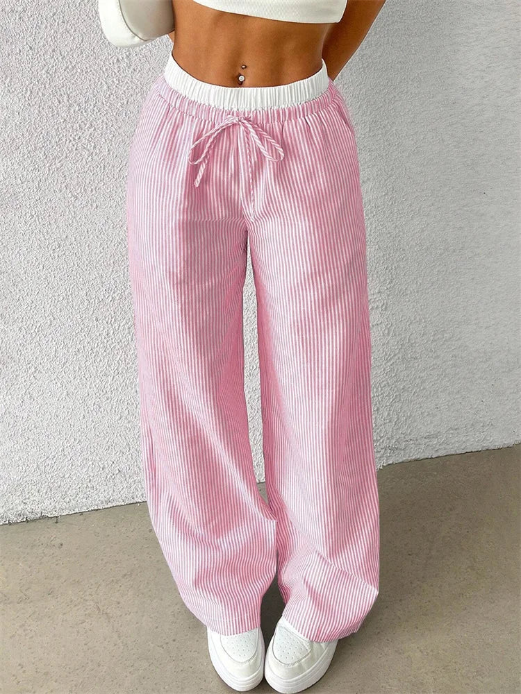 Heidi-Mode | Bequeme Hose mit Weitem Bein und Streifendruck