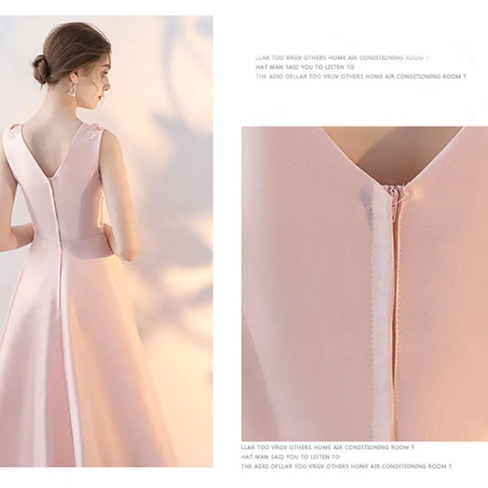 Heidi-Mode | Luxus Abendkleider Pink Festkleid Koreanische Mittelänge Elegantes Brautjungfernkleid für Frauen