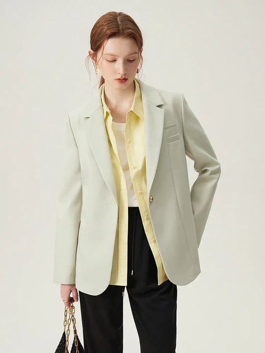 Heidi-Mode | Koreanischer Stil Temperament Anzugjacke für Frauen Frühling Neues Design Professionelle Formelle Blaue Jacke Mäntel Frauen 24Fs11069