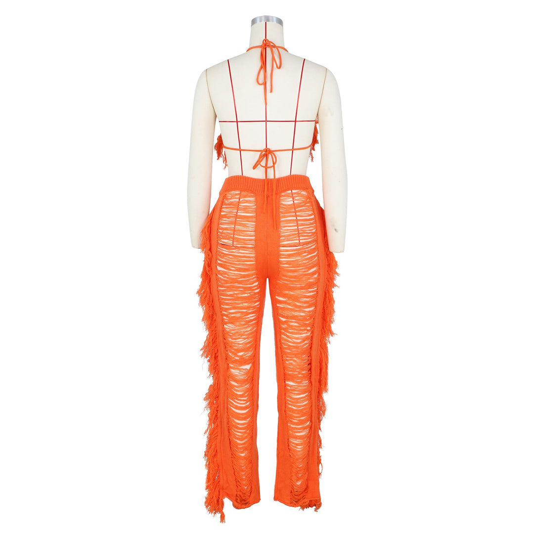 Heidi-Mode | Strick Halter Rückenfreier Bh & Hosen Satzs