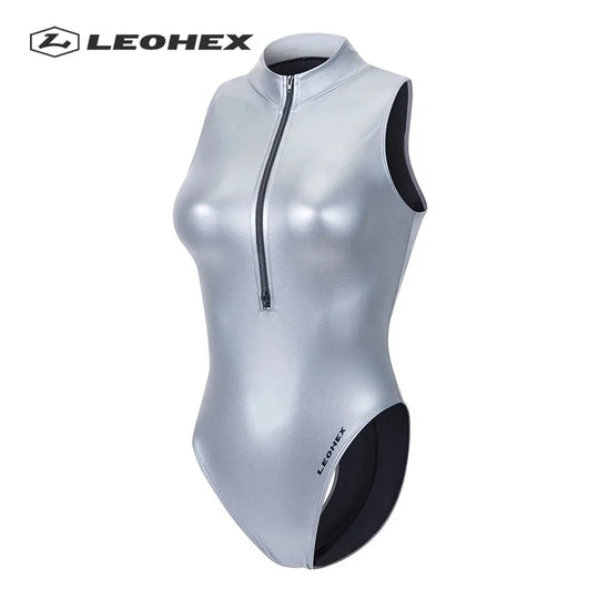 Heidi-Mode | Sexy Matt Schwarz Leotards Ärmelloser Bodysuit Hochgeschnitten Einteilig Badebekleidung Frauen Badeanzüge Japanische Badesachen