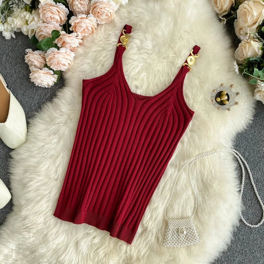 Heidi-Mode | V-Ausschnitt Halter Sexy Camisole Top Sommer Frauen Sexy Off-Shoulder Einfarbig Ärmellos Camis Damenbekleidung Tanks Tops