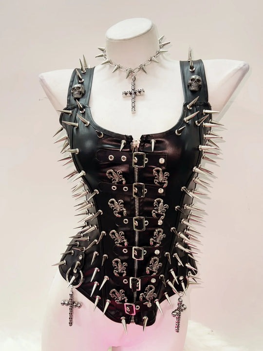 Heidi-Mode | Skull Tank Zum Top Rivets Tank Zum Top Harajuku Mode Cross Tank Zum Top Y2K Kleidung Y2K Crop Zum Top Gothische Kleidung Gothische Tank Zum Top