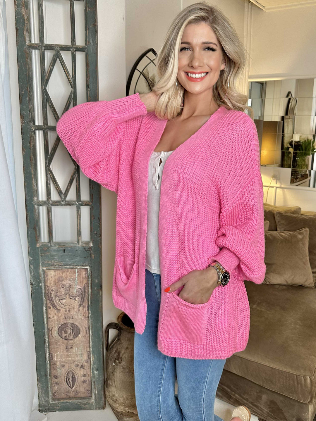 Heidi-Mode | Kurze Strickjacke mit Ballonärmeln