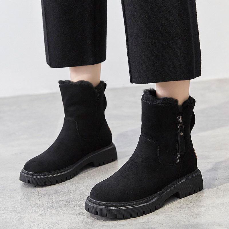 Damen Winter-Ankle-Boots im Wildleder-Look mit Warmfutter | Große Größen