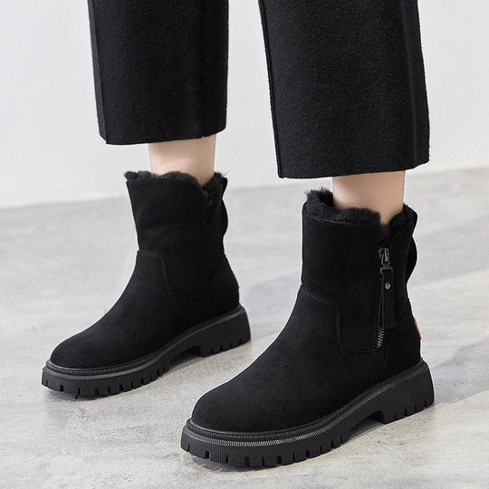Damen Winter-Ankle-Boots im Wildleder-Look mit Warmfutter | Große Größen