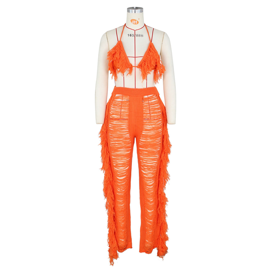 Heidi-Mode | Strick Halter Rückenfreier Bh & Hosen Satzs