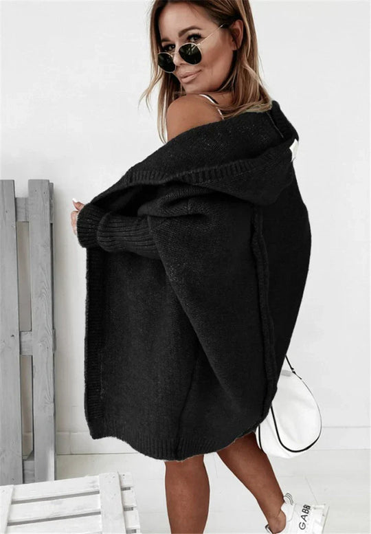 Heidi-Mode | Superweiche Gestrickte Strickjacke mit Taschen und Kapuze für Damen