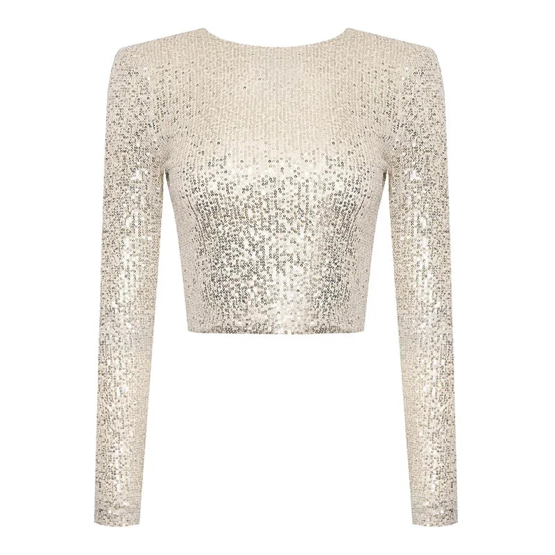 Heidi-Mode | Elegantes Pailletten-Cropped-Top