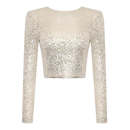 Heidi-Mode | Elegantes Pailletten-Cropped-Top