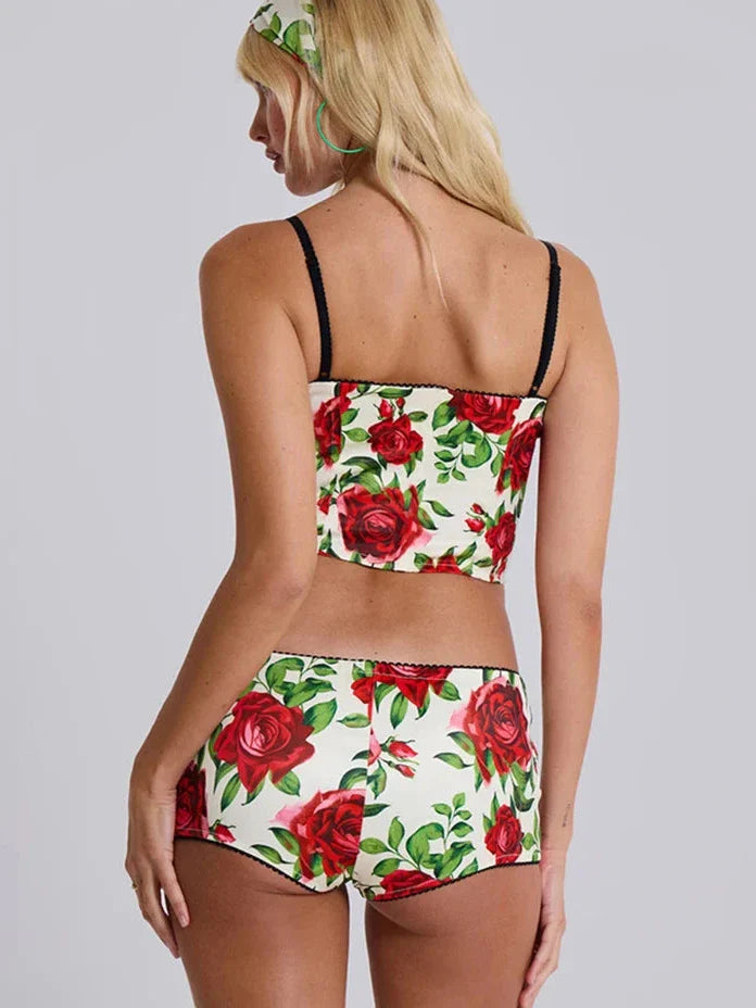 Heidi-Mode | Floral Top und Skinny Shorts Set