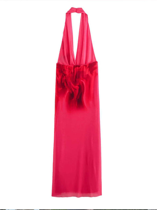 Heidi-Mode | Halter Offene V-Rückenlose Maxi Kleider