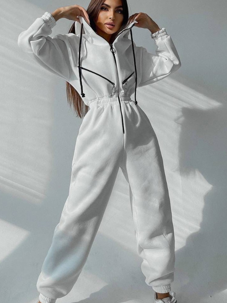 Heidi-Mode | Modischer Onesie mit Kapuze Sweatanzug für Frauen