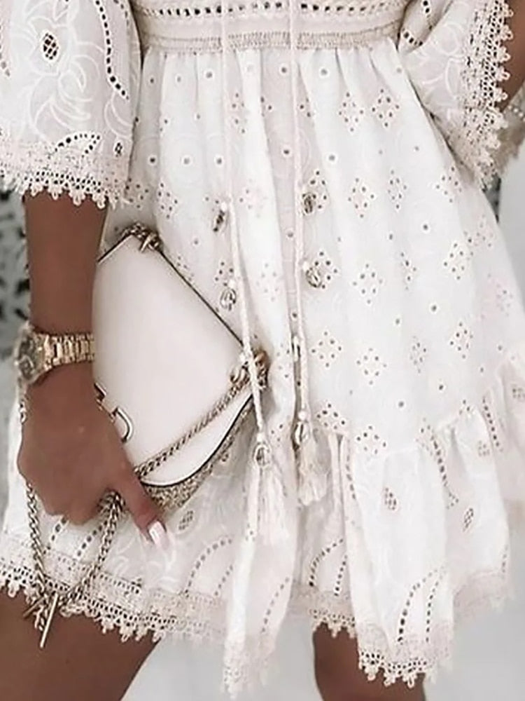 Bohemian Kleid im Ibiza-Stil